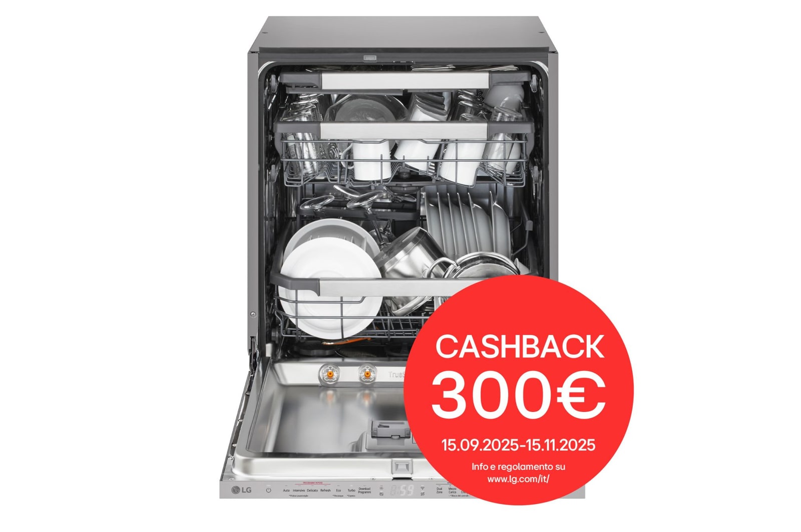 Foto frontale della lavastoviglie LG DB597TXSW